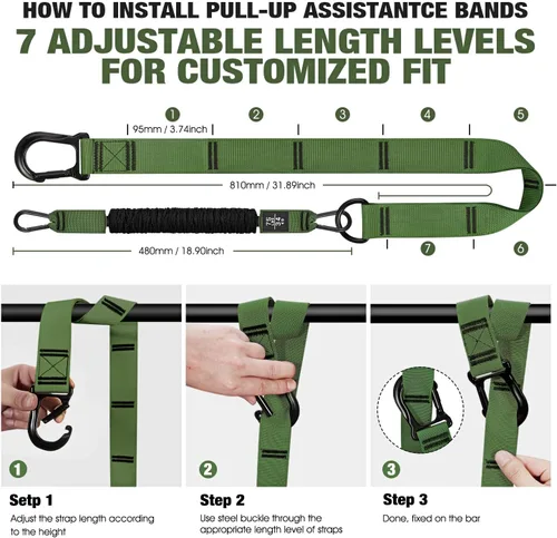 Miniatura 8 de KUTIZE Pull Up Assistance Bands, Pull Up Bar Resistance Bands, Pull Up Bands for Enhanced Strength Training, Muscle Training, 3 Heavy-Duty