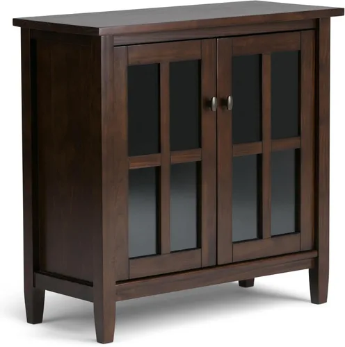 Simpli Home - Mueble bajo Warm Shaker para almacenamiento, Pino, Marrón (Tobacco Brown)