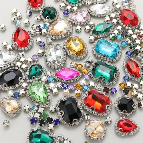 Miniatura 4 de Diamantes de imitación dorados, Choupee Diamantes de imitación para coser, Gemas de vidrio para coser, Joyas para ropa, manualidades de ropa, Garra