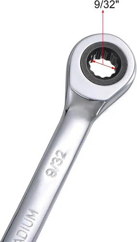 Miniatura 3 de uxcell Llave combinada de trinquete de 9/32 pulgadas SAE 72 dientes Herramientas de llave de trinquete de 12 puntos, Cr-V