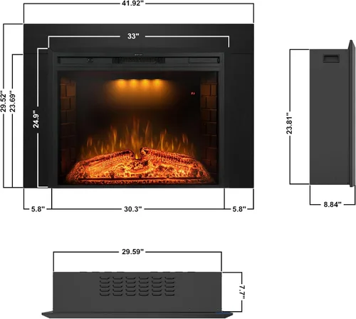 Miniatura 2 de Insertos de chimenea eléctrica de 33 pulgadas con kit de molduras