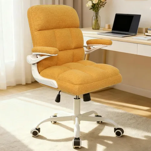 Miniatura 11 de Silla de oficina con ruedas, silla ergonómica para computadora de oficina en casa con reposabrazos abatibles, silla de escritorio ajustable