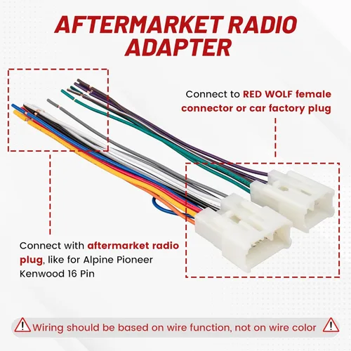 Miniatura 3 de RED WOLF Arnés estéreo para Toyota 1992-2019, Subaru 2010-2019, arnés de cable de radio hembra + conector macho sin sistema JBL añade amplificador