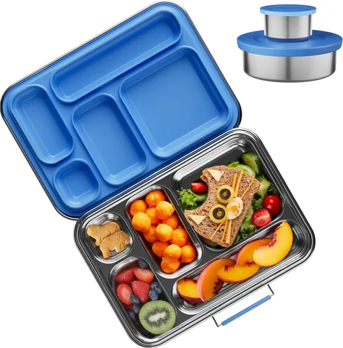 Miniatura 8 de AOHEA Caja Bento de Acero Inoxidable para Niños, Caja de Almuerzo Bento de Metal para Niños Libre de BPA Contenedores de Caja de Almuerzo Acero