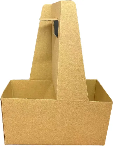 Porta bebidas de cartón Kraft con asa, capacidad para 2 tazas de 12-32 oz. Bebidas Boba café, paquete de caja 250/caja