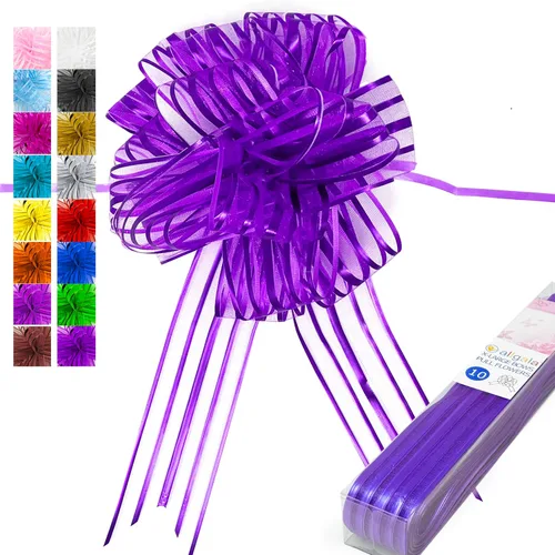 Miniatura 8 de Allgala - Lazos de 6 pulgadas, diseño de lunares, color morado (12 unidades)