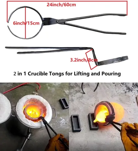 Miniatura 4 de Fundición de horno de fusión de metal de gas de 35.3 lbs 2 en 1 pinzas Herramientas de fundición 2 crisoles de cobre