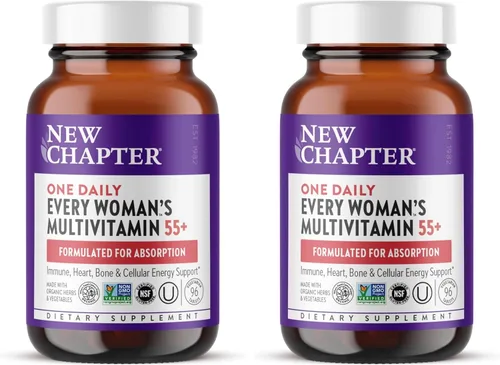 Miniatura 11 de New Chapter Multivitamínico 55+, astaxantina, B6, B12, D3, vitamina C y zinc, inmune, corazón, energía celular y apoyo óseo, suave para el estómago