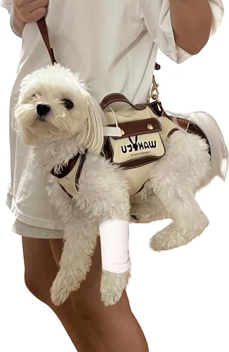 Miniatura 15 de Wakytu Arnés de elevación para perro, arnés VES ajustable para perro, correa ajustable para perro con bolsa pequeña para golosinas para cachorros
