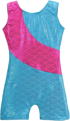 HOZIY Leotardos de gimnasia para niñas y niños, cinta de copo de nieve, azul, morado, rosa intenso brillante, Rosa encendido