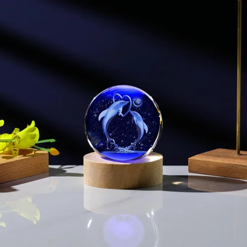 Miniatura 5 de Regalos de Delfín 3D para Mujeres - Figuras de Delfín de Cristales de 60mm Decoración de Animales de Vidrio - Recuerdo de Cumpleaños Pisapapeles