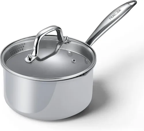 Cacerola antiadherente de 2 cuartos con tapa, cacerola de cerámica pequeña para cocinar, no tóxica, libre de PTFE y PFOA - apta para horno y