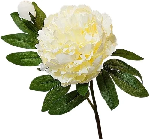 Flores artificiales de peonía de palacio, rama con hojas, peonías de seda, flores artificiales, decoración del hogar y boda (color : A)