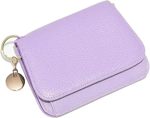 Miniatura 8 de Mudono - Billetera pequeña para mujer con bloqueo RFID, de cuero genuino, tarjetero, billetera delgada de tres pliegues con bolsillo con cremallera