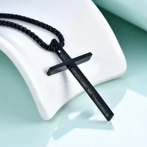 Miniatura 2 de Rnivida Collar de cruz para hombres, collares de cruz cristiana 413 de Filipenses para hombres y niños, Metal