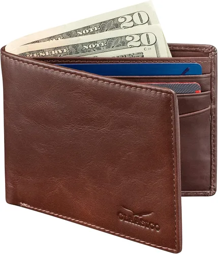 Cartera para hombre billetera RFID delgada de piel auténtica regalo para hombres empaquetado en una elegante caja de regalo