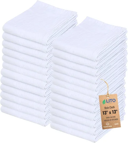 Miniatura 58 de Toallas de saco de harina Toalla de té para manualidades, plato de cocina, toalla de algodón en blanco para bordado, funda de lino para hornear