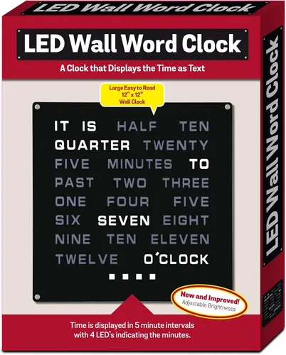 Miniatura 6 de Tech Tools Reloj LED Word - Muestra la hora como texto - Alimentado por adaptador de CA (12 x 12 pulgadas)
