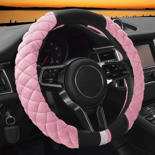 Miniatura 13 de Cxtiy Funda Universal para Volante de Automóvil Mullida de Felpa de Invierno para Volante (A-Negro)