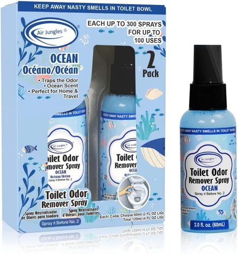 Miniatura 9 de Air Jungles Spray para excrementos de inodoro, 2 onzas líquidas (2 unidades), aroma a lavanda, espray eliminador de olores antes del número 2, hasta