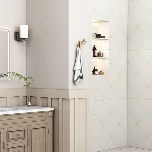 Miniatura 2 de Angle Simple Gancho giratorio para toallas de oro cepillado, 2 piezas, gancho de baño plegable de metal, soporte para toallas de baño, colgador