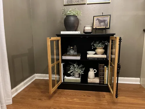 Miniatura 4 de MAISON ARTS Armario decorativo con 2 puertas, armario de almacenamiento decorativo de granja para entrada, sala de estar, aparador de cocina