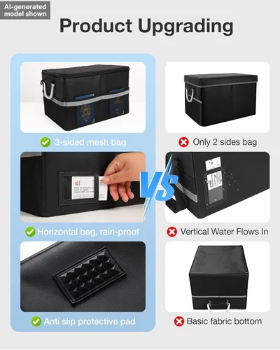 Miniatura 2 de Caja de documentos ignífuga, organizador de archivos para carpetas de archivos colgantes, cajas de archivos con cerradura, caja fuerte a prueba