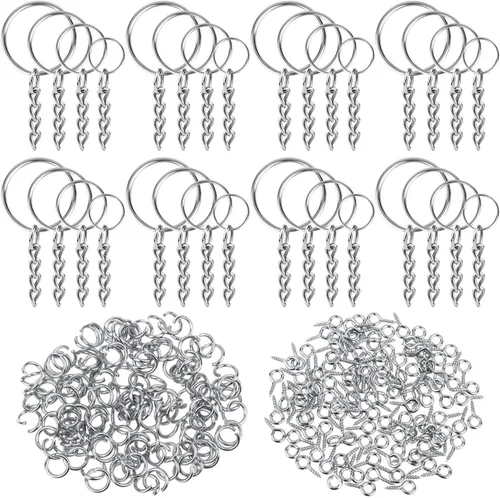 Miniatura 8 de shynek - Llavero con cadena, 360 llaveros dorados con anillos de salto y pasadores de ojo de tornillo a granel para resina, manualidades