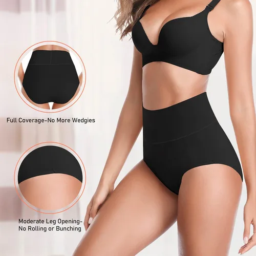 Miniatura 4 de Ropa interior de algodón de cintura alta para mujer, ropa interior suave súper elástica, bragas de cobertura completa para mujer