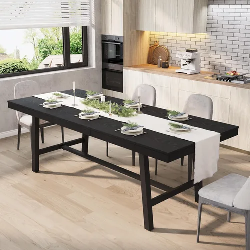 Miniatura 12 de GarveeHome Mesa de comedor industrial para 2-4 personas, mesa de cocina grande de 55.11 pulgadas de largo con marco de metal resistente, encimera