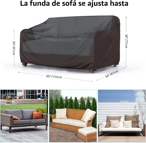 Miniatura 2 de Funda para Sofá de Patio de Servicio Pesado Impermeable, Mrrihand Funda para Sofá Loveseat de Exterior de 2 Plazas, Funda para Muebles de Patio