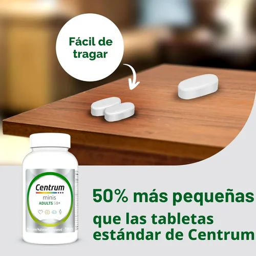 Miniatura 5 de Centrum Minis Silver multivitamínico para adultos de 50 años o más, suplemento multimineral, vitamina D3, vitaminas B, sin gluten, ingredientes sin