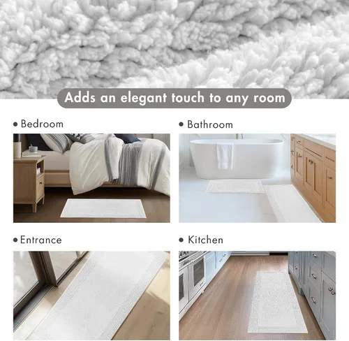 Miniatura 7 de Madison Park Splendor - Alfombra de baño reversible 100% algodón con mechones - 3000 GSM calidad hotelera lujosa felpa de pelo medio alfombrilla