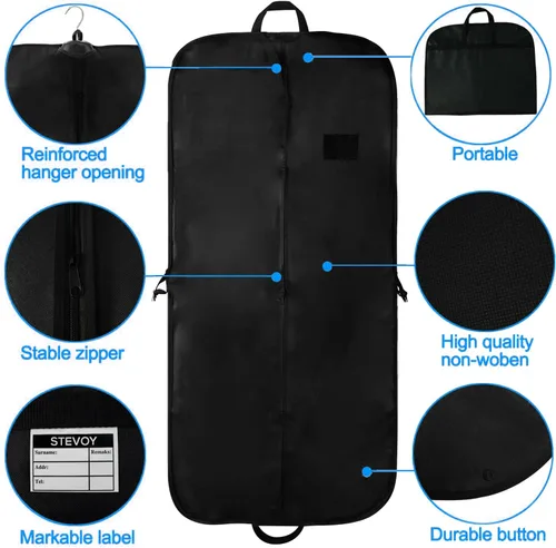 Miniatura 3 de Bolsa de ropa transpirable de 54 pulgadas para hombre, fundas de traje, bolsa de transporte de viaje con asas, plegable
