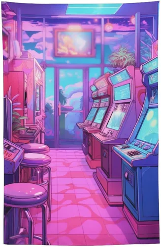Miniatura 9 de josnmre Tapiz grande de anime de los años 80 con efecto retrowave neón Synthwave para colgar en la pared, decoración de dormitorio, sala de estar