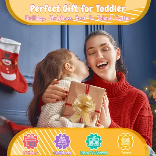 Miniatura 4 de Tablero de actividades con interruptores de luz LED, juguetes Montessori para niños de 1, 2, 3 años, tablero de actividades sensoriales de madera