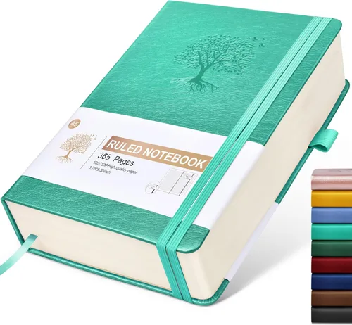 Miniatura 44 de Cuaderno Diario con Líneas - 365 Páginas A5 Cuaderno Grueso para Escribir para Hombres y Mujeres, Cuaderno con Rayas Universitarias, Diario de Cuero