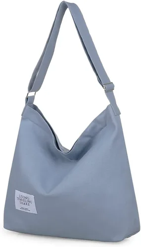 Miniatura 44 de Covelin - Bolsa de hombro informal de lona para mujer, estilo bohemio y retro, bolsa de mano, bolso cruzado, tamaño grande