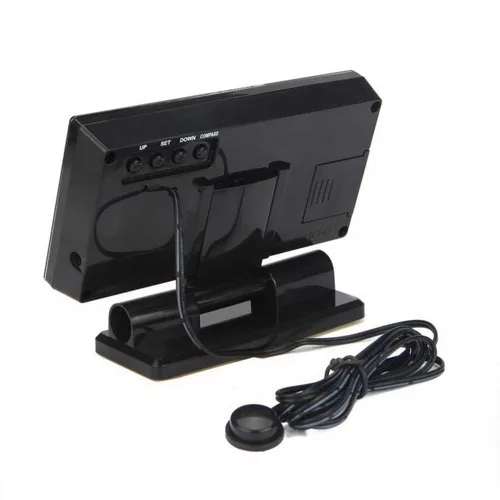 Miniatura 5 de Termómetro digital para coche negro con retroiluminación azul brújula reloj con LCD grande 3.9 pulgadas