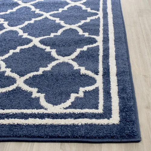 Miniatura 6 de Safavieh Amherst Collection AMT422B - Alfombra para interiores y exteriores, color gris claro y beige Azul marino/beige