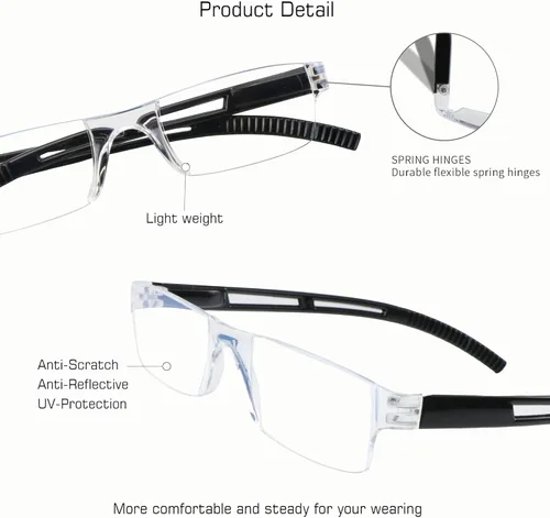 Miniatura 2 de VisionGlobal 8 pares de anteojos de lectura, anteojos con filtro de luz azul, anteojos de lectura para computadora para mujeres y hombres, marco