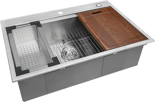 Miniatura 12 de Ruvati Fregadero de Preparación de Barra Estación de Trabajo de 13 pulgadas con Tapa - Fregadero de Cocina de Acero Inoxidable Calibre 16 Bajo