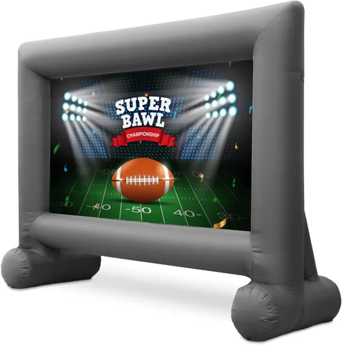 Pantalla inflable de proyector de teatro para exteriores e interiores de 14 pies con soplador integrado, incluye amarres y bolsa de almacenamiento,