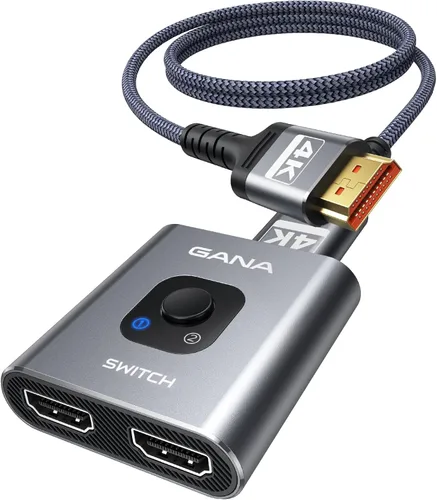 Miniatura 14 de Conmutador HDMI 4k@60hz divisor, GANA conmutador HDMI bidireccional de aluminio 2 en 1 salida, Hub HDMI manual compatible con HD, compatible