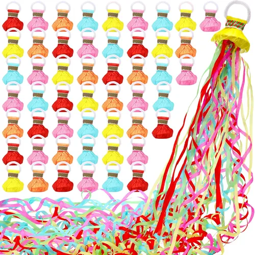 Sratte 100 serpentinas de mano con cinta colorida sin ensuciar galletas de confeti para Halloween, boda, fiesta, graduación, cumpleaños, celebración
