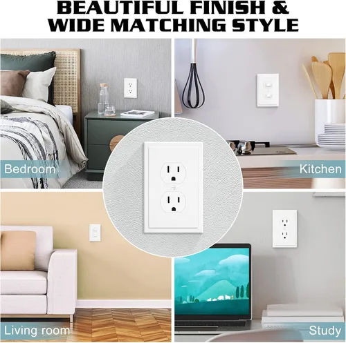 Miniatura 4 de Placa de Pared Decorativa de Borde Moderno de 1-Gang para Cubierta de Interruptor y Tomacorriente, Placa Frontal Eléctrica Dúplex Individual