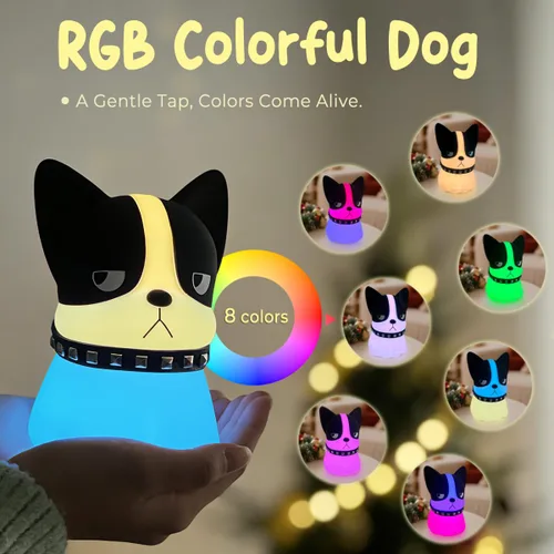 Miniatura 2 de Luz nocturna para perro, linda luz nocturna para perros, lámpara de silicona suave con 3 niveles de luz cálida y cambio RGB, luz nocturna de Queso