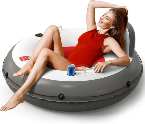 Miniatura 9 de QPAU Tubo inflable para río, 0.016 in de grosor, resistente a pinchazos, flotador de río resistente, balsa de río con respaldo ergonómico, parte