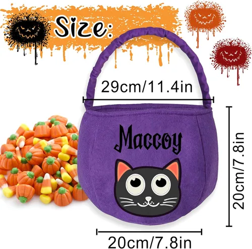 Miniatura 3 de Cubo de Halloween personalizado con nombre personalizado para trucos o tratos, bolsa de dulces personalizada para niños, bolsas de mano grandes