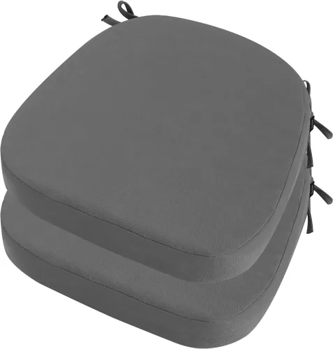 Miniatura 35 de idee-home Juego de 2 cojines para sillas de exterior, 17 x 17 pulgadas de grosor, en forma de D, cojines de asiento impermeables con lazos